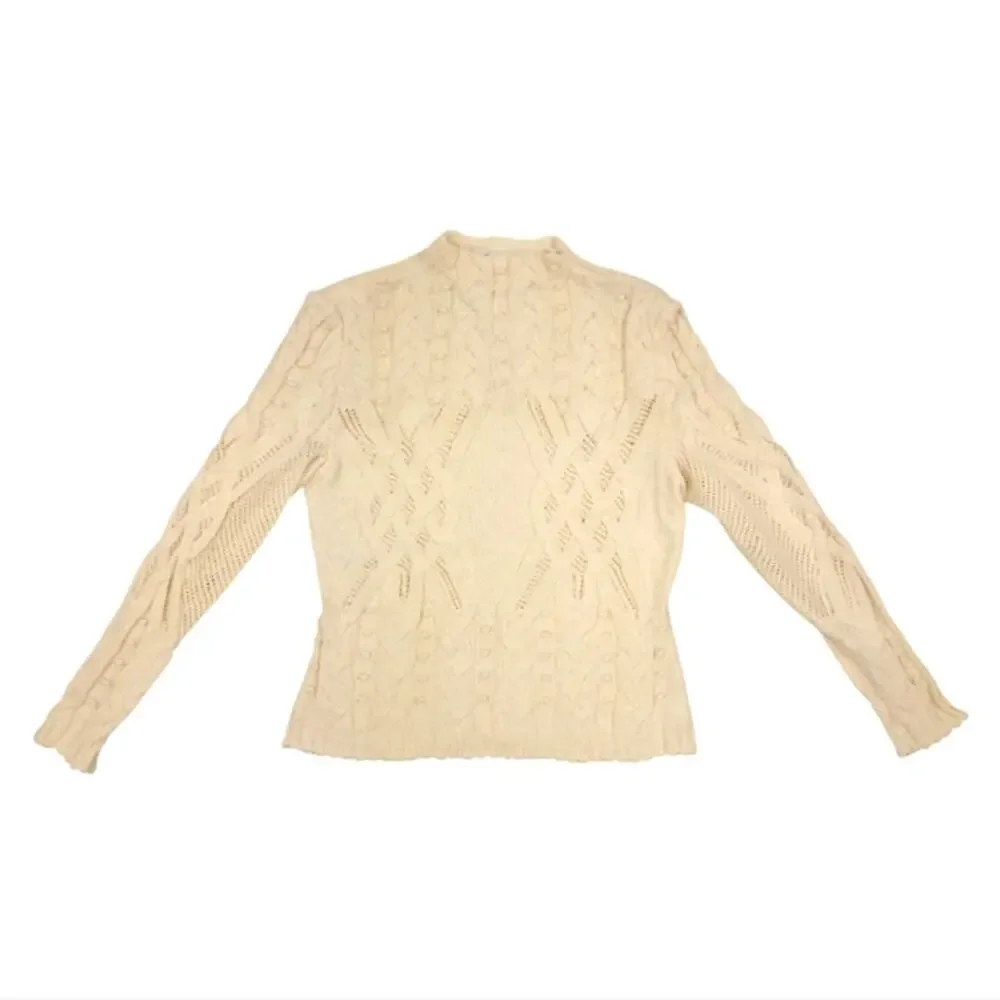 Vintage St. John Collection by Marie Gray Cable Knit Sweater Mock Neck
